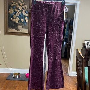 Women's Burgundy Glitter Dot Pants
